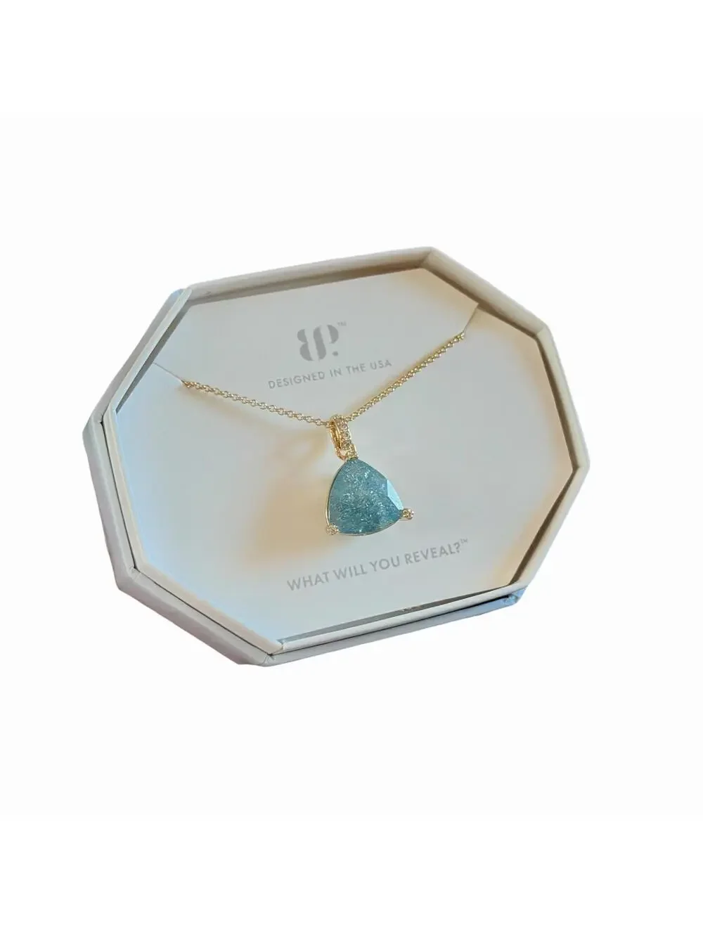 Bomb Party Necklace “Eternal Pursuit” London Blue Ice Crystal on Yellow Gold